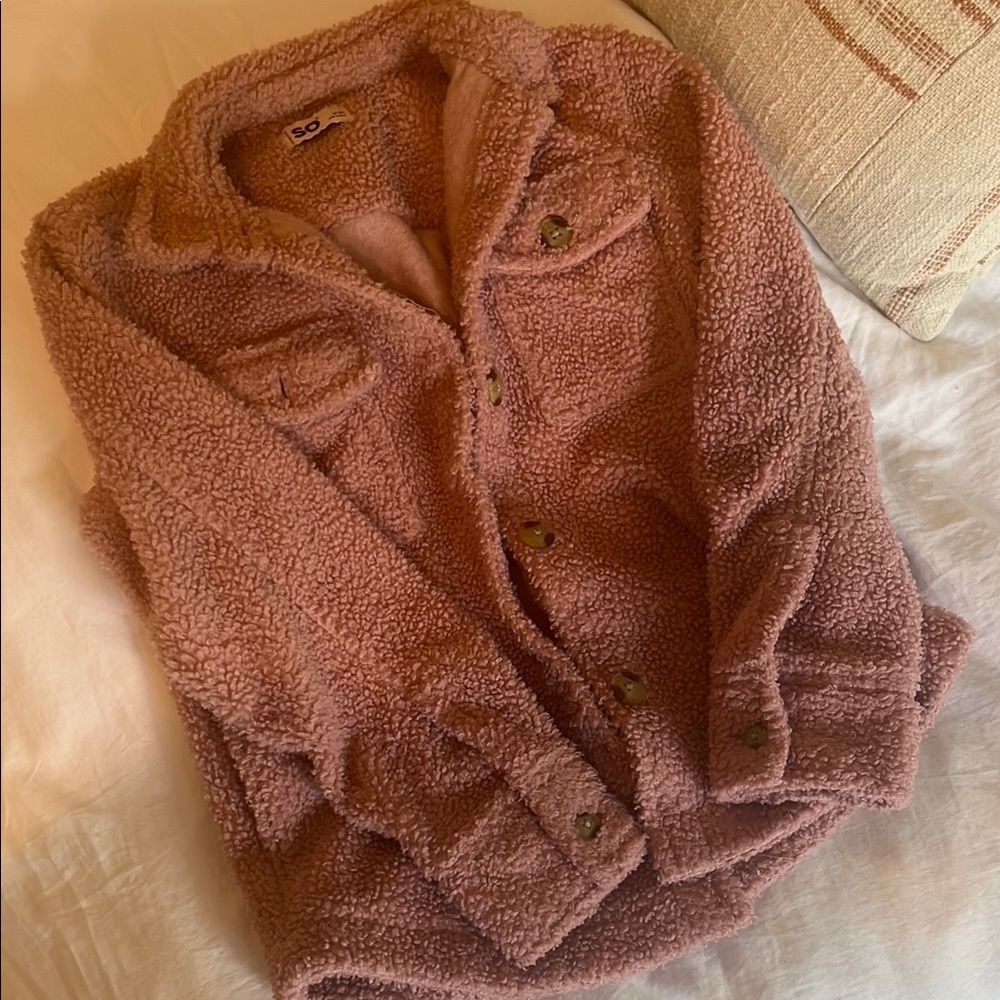 SO Soft Pink Sherpa Jacket